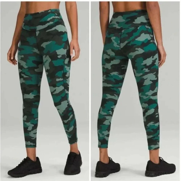 Lululemon Base Pace Tight Leggings High Rise 25" Heritage 365 Camo Green Teal 4 - Picture 8 of 8